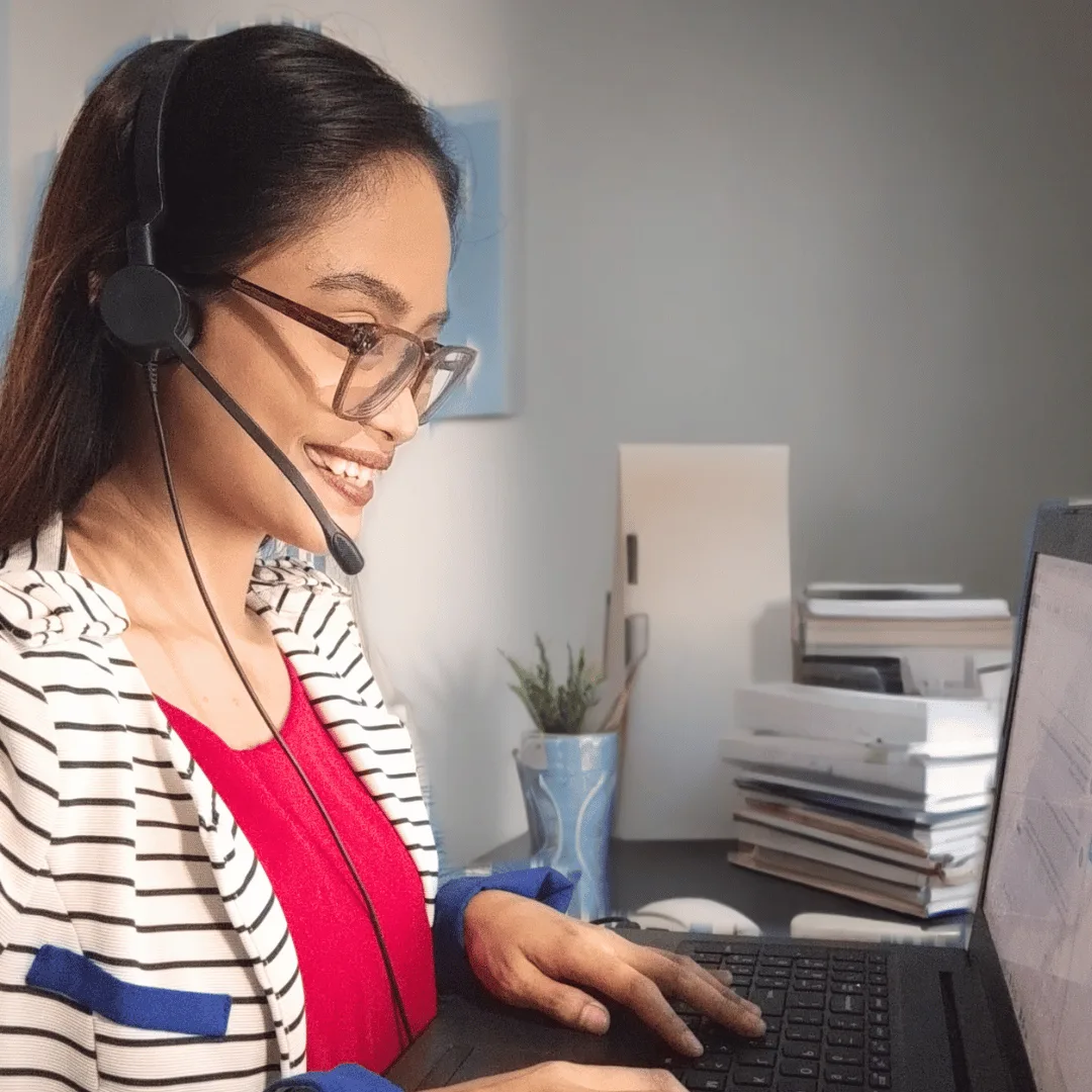 Fran X Virtual Assistant Working On Her Laptop With Ai